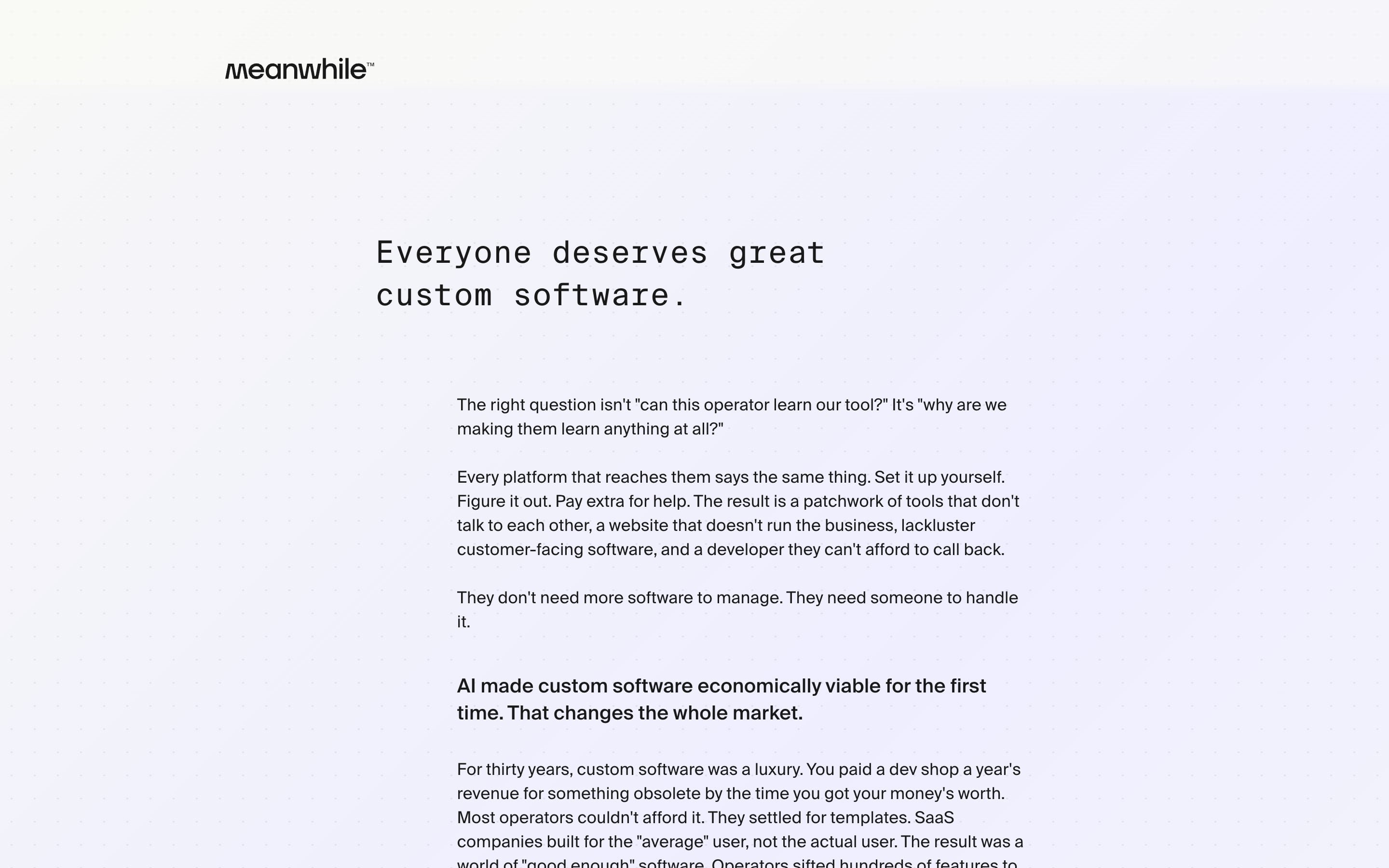 Meanwhile homepage screenshot